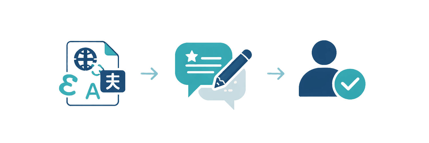 Three-step fiction translation process: translate, refine, human polish